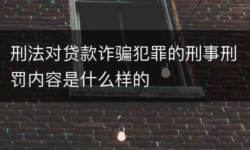 刑法对贷款诈骗犯罪的刑事刑罚内容是什么样的