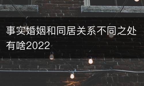 事实婚姻和同居关系不同之处有啥2022