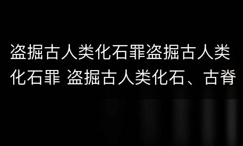 盗掘古人类化石罪盗掘古人类化石罪 盗掘古人类化石、古脊椎动物化石罪