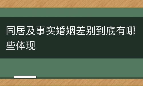 同居及事实婚姻差别到底有哪些体现