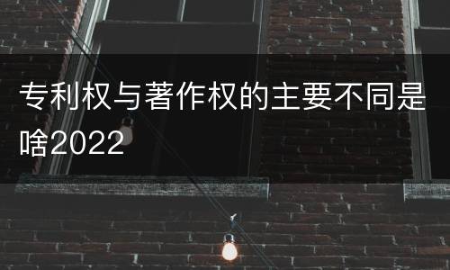 专利权与著作权的主要不同是啥2022