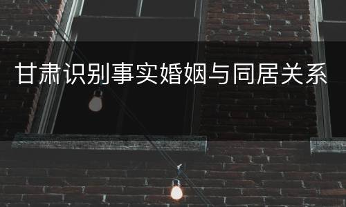 甘肃识别事实婚姻与同居关系