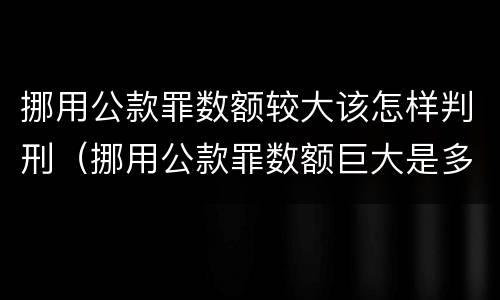 挪用公款罪数额较大该怎样判刑（挪用公款罪数额巨大是多少）