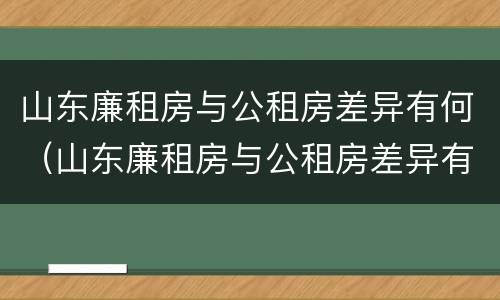 山东廉租房与公租房差异有何（山东廉租房与公租房差异有何影响）