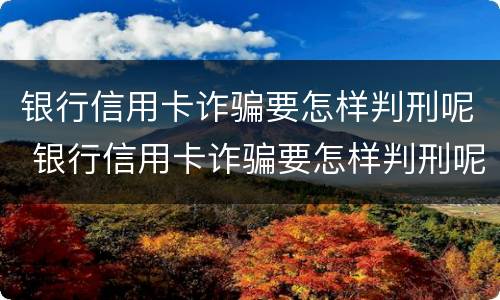 银行信用卡诈骗要怎样判刑呢 银行信用卡诈骗要怎样判刑呢知乎