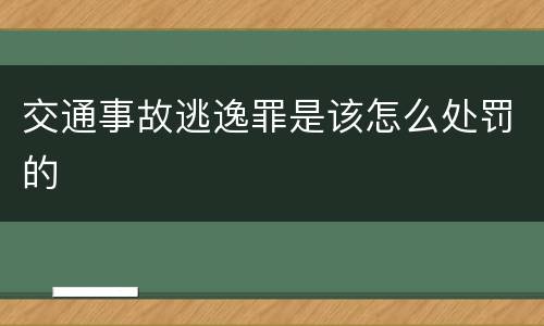 交通事故逃逸罪是该怎么处罚的