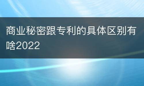 商业秘密跟专利的具体区别有啥2022