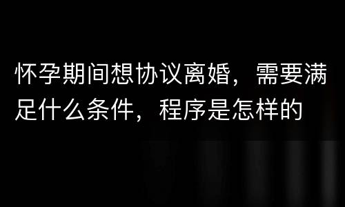 怀孕期间想协议离婚，需要满足什么条件，程序是怎样的