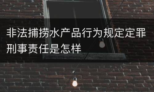 非法捕捞水产品行为规定定罪刑事责任是怎样