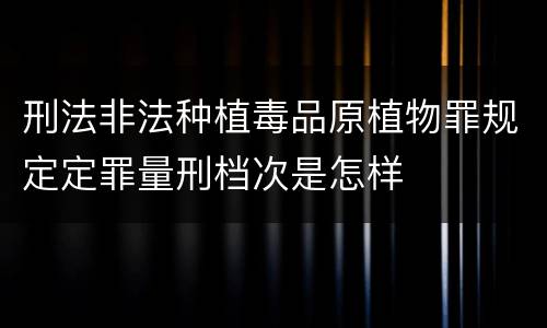 刑法非法种植毒品原植物罪规定定罪量刑档次是怎样