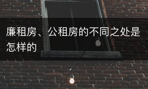 廉租房、公租房的不同之处是怎样的