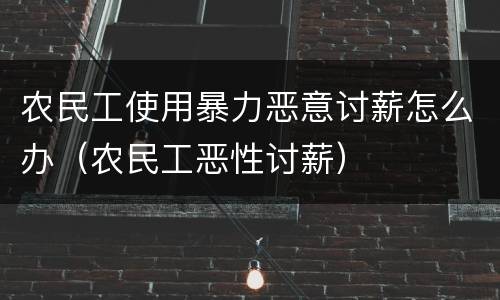 农民工使用暴力恶意讨薪怎么办（农民工恶性讨薪）