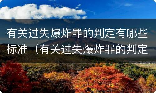 有关过失爆炸罪的判定有哪些标准（有关过失爆炸罪的判定有哪些标准呢）