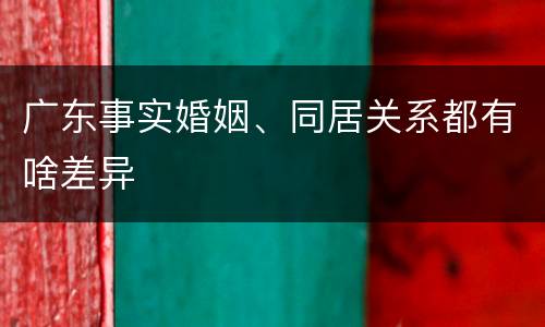 广东事实婚姻、同居关系都有啥差异