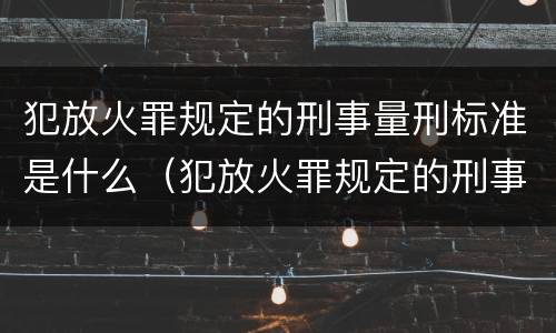 犯放火罪规定的刑事量刑标准是什么（犯放火罪规定的刑事量刑标准是什么意思）