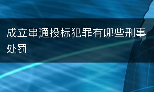 成立串通投标犯罪有哪些刑事处罚