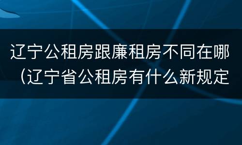 辽宁公租房跟廉租房不同在哪（辽宁省公租房有什么新规定）