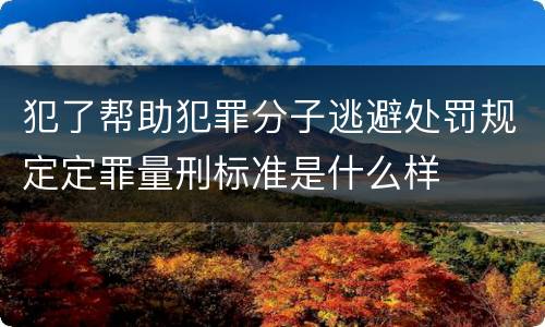 犯了帮助犯罪分子逃避处罚规定定罪量刑标准是什么样