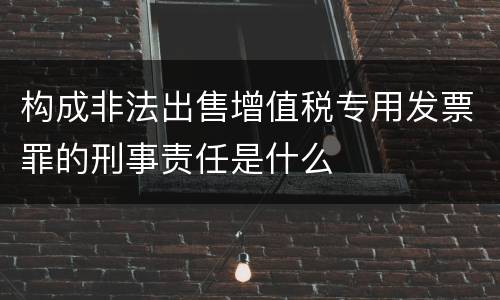 构成非法出售增值税专用发票罪的刑事责任是什么