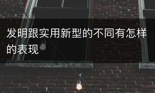 发明跟实用新型的不同有怎样的表现