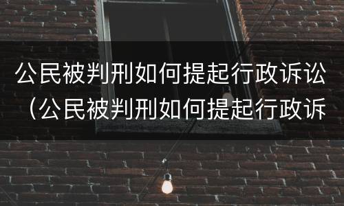 公民被判刑如何提起行政诉讼（公民被判刑如何提起行政诉讼案件）