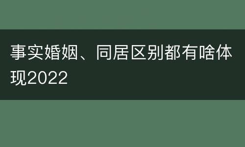 事实婚姻、同居区别都有啥体现2022