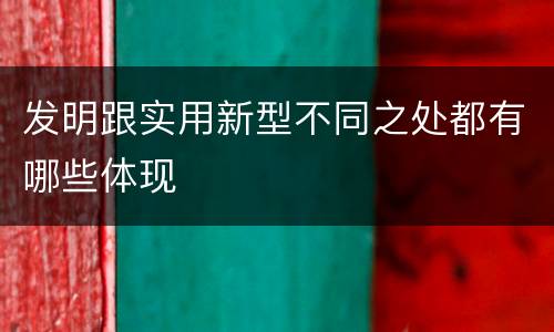 发明跟实用新型不同之处都有哪些体现