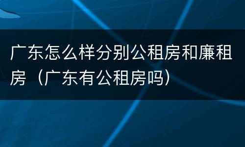 广东怎么样分别公租房和廉租房（广东有公租房吗）