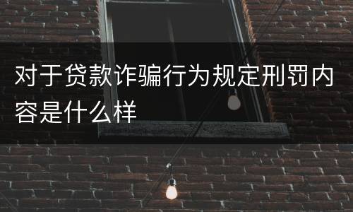 对于贷款诈骗行为规定刑罚内容是什么样