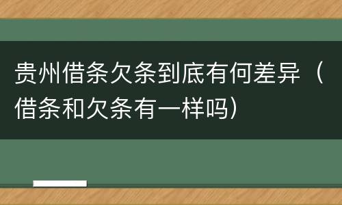 贵州借条欠条到底有何差异（借条和欠条有一样吗）