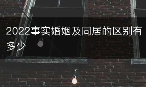 2022事实婚姻及同居的区别有多少