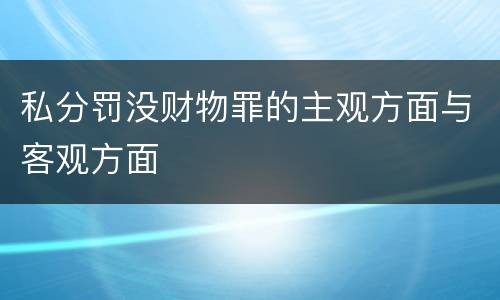 私分罚没财物罪的主观方面与客观方面