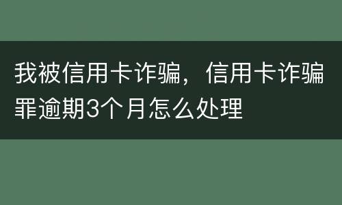 我被信用卡诈骗，信用卡诈骗罪逾期3个月怎么处理