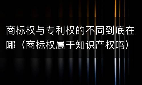 商标权与专利权的不同到底在哪（商标权属于知识产权吗）