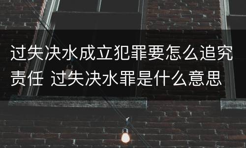 过失决水成立犯罪要怎么追究责任 过失决水罪是什么意思