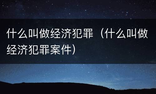 什么叫做经济犯罪（什么叫做经济犯罪案件）