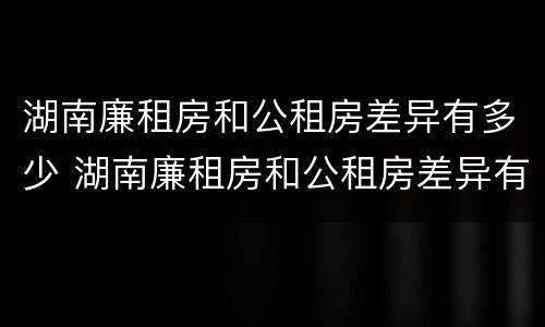 湖南廉租房和公租房差异有多少 湖南廉租房和公租房差异有多少年