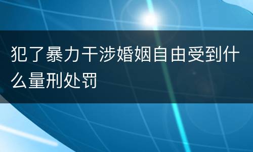 犯了暴力干涉婚姻自由受到什么量刑处罚