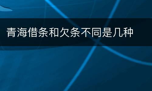 青海借条和欠条不同是几种