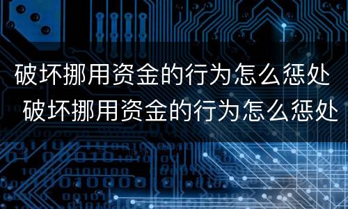 破坏挪用资金的行为怎么惩处 破坏挪用资金的行为怎么惩处呢