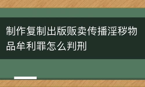 制作复制出版贩卖传播淫秽物品牟利罪怎么判刑