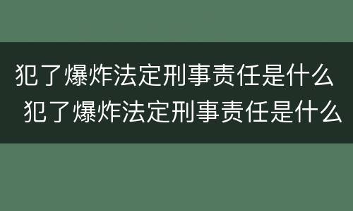 犯了爆炸法定刑事责任是什么 犯了爆炸法定刑事责任是什么罪