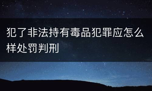 犯了非法持有毒品犯罪应怎么样处罚判刑