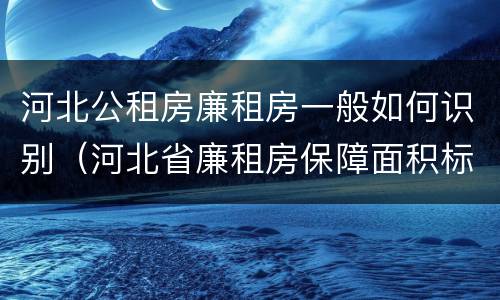 河北公租房廉租房一般如何识别（河北省廉租房保障面积标准）