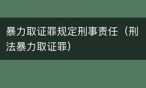 暴力取证罪规定刑事责任（刑法暴力取证罪）