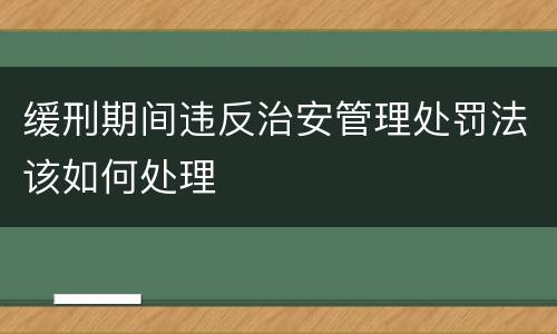 缓刑期间违反治安管理处罚法该如何处理