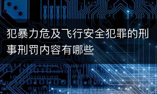 犯暴力危及飞行安全犯罪的刑事刑罚内容有哪些