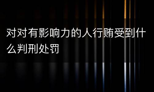 对对有影响力的人行贿受到什么判刑处罚