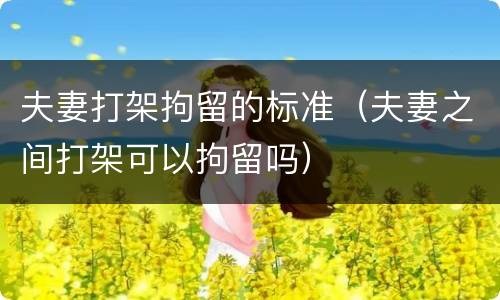 夫妻打架拘留的标准（夫妻之间打架可以拘留吗）