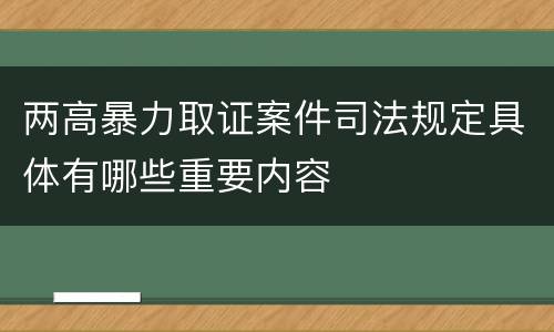 两高暴力取证案件司法规定具体有哪些重要内容